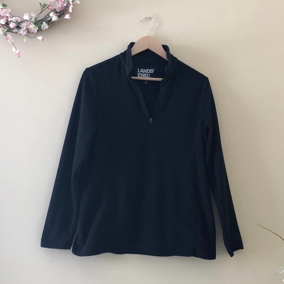 Lands' End Fleece Quarter Zip Black Size M - Picture 2 of 7